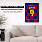Luis Suárez trifft mit legendärem Hackenlupfer Fußball Poster mit Rahmen