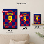 Luis Suárez trifft mit legendärem Hackenlupfer Fußball Poster mit Rahmen