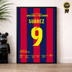 Luis Suarez entscheidet den Clasico und führt Barca zur Meisterschaft 2015 Fußball Poster mit Rahmen