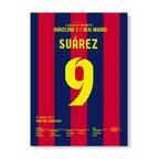 Luis Suarez entscheidet den Clasico und führt Barca zur Meisterschaft 2015 Fußball Poster mit Rahmen