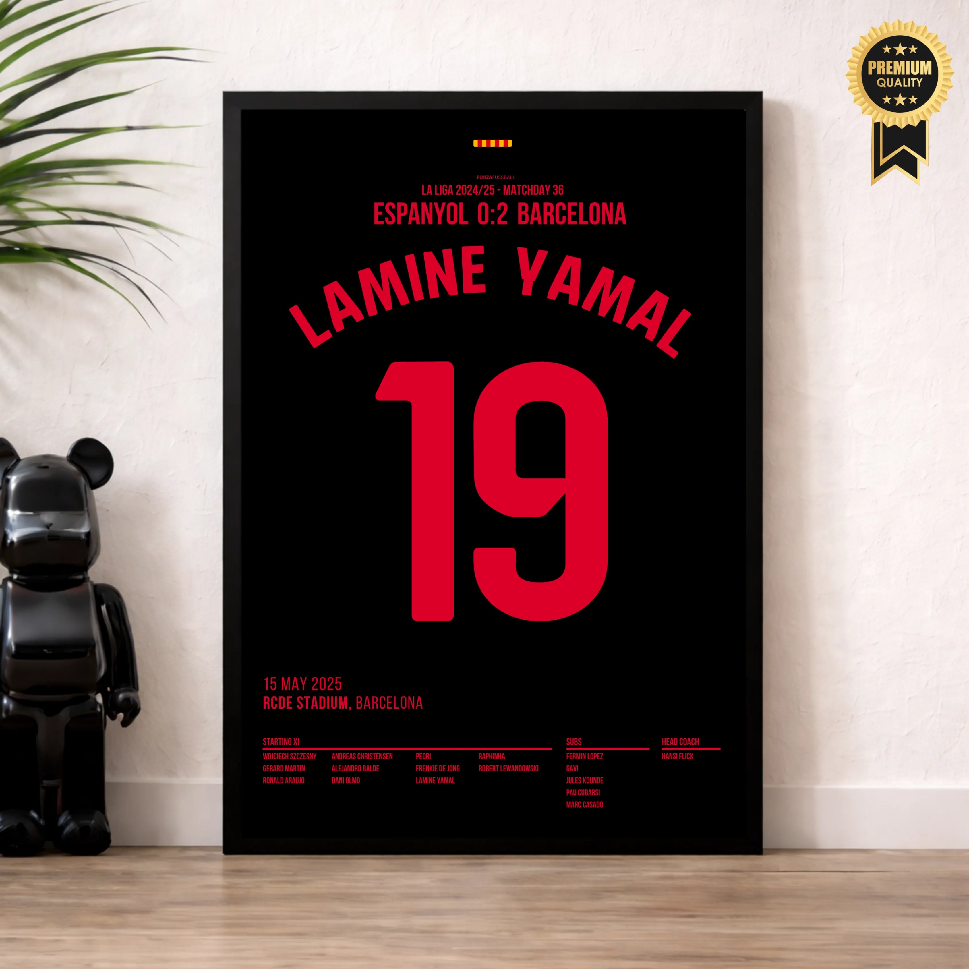 Lamine Yamal schießt Barca zum Titel im Derby gegen Espanyol Fußball Poster mit Rahmen